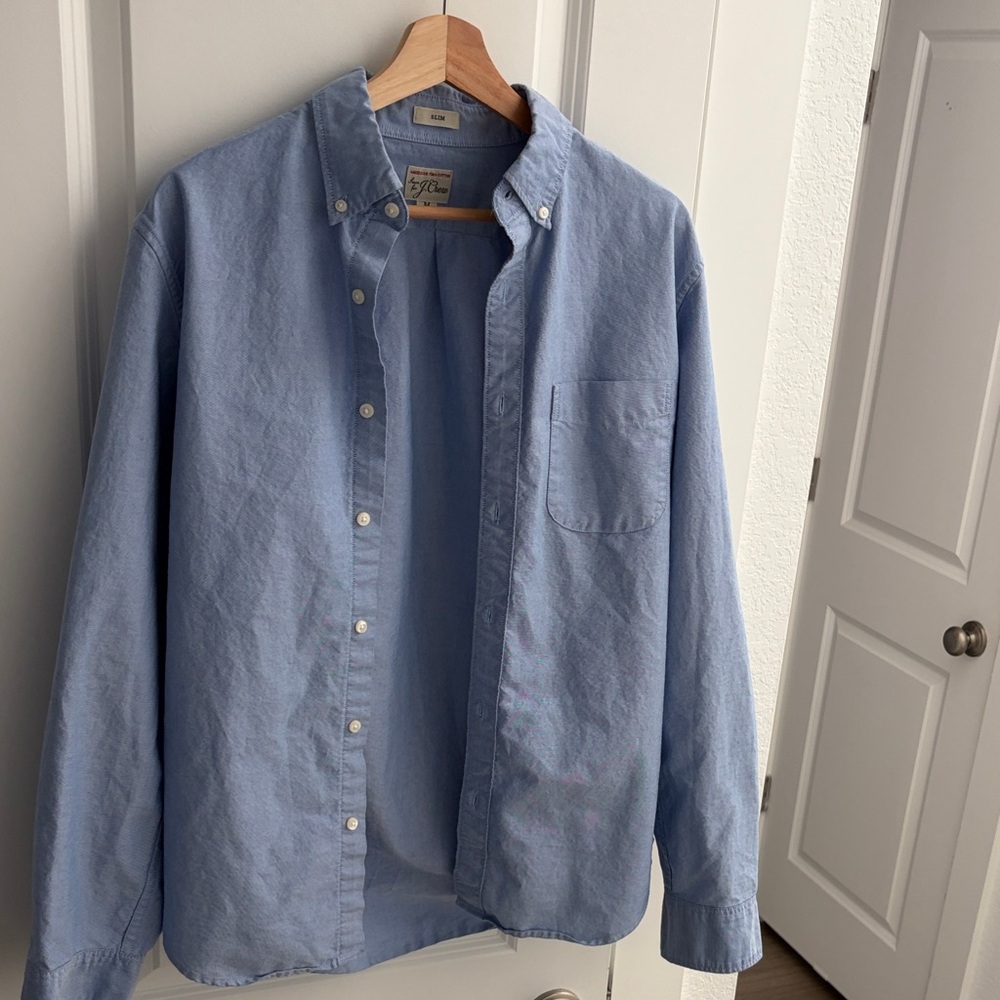 Jcrew Light Blue Button-Up Shirt Slim Cotton